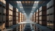 © aznan - Warehouse with boxes and light rays