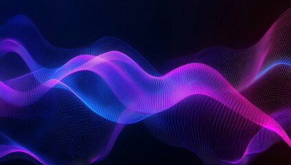 Wall Mural - abstract background with blue and purple waves of glowing lines on a dark backdrop, an ai concept.