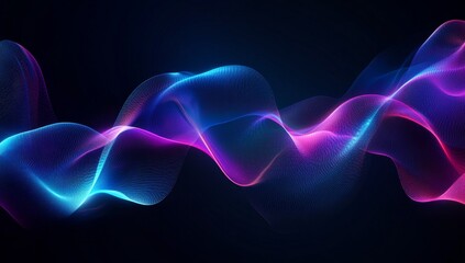 Wall Mural - abstract background with blue and purple waves of glowing lines on a dark backdrop, an ai concept.