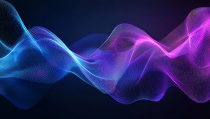 Wall Mural - abstract background with blue and purple waves of glowing lines on a dark backdrop, an ai concept.