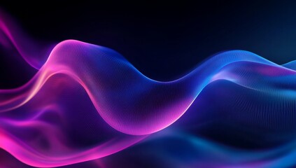 Wall Mural - abstract background with blue and purple waves of glowing lines on a dark backdrop, an ai concept.