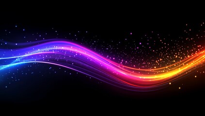 Wall Mural - abstract, colorful light-speed tunnel background with neon lights and a glow effect for digital wall