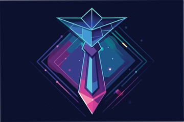 Aufkleber - Graphic design showing a modern tie illustration with geometric shapes and vibrant colors on a dark background, symbolizing style and professionalism