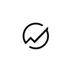 Wall Mural - minimalist graphic of a rising line intersecting a partial circle bold clean design suggesting growt