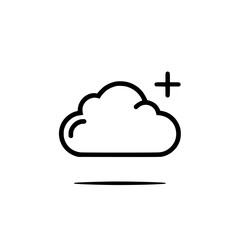 Wall Mural - cloud upload icon: a stylized cloud outline with a plus sign indicating adding to the cloud position
