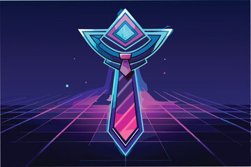 Aufkleber - Graphic design showing a modern tie illustration with geometric shapes and vibrant colors on a dark background, symbolizing style and professionalism