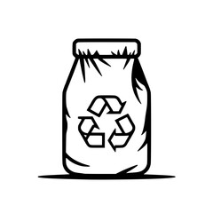 Wall Mural - stylized vector illustration of a waste sack with a recycling logo promoting eco-friendliness and aw
