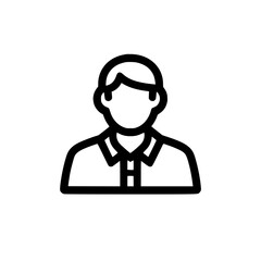 Canvas Print - outline illustration of a person with a short haircut and collared shirt rendered with a clean minim