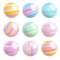 Wall Mural - swirled wonders: a collection of glossy, spherical marbles, each one a mesmerizing swirl of vibrant 