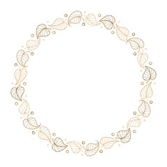 Wall Mural - An Elegant Gold Leaves circular Wreath Design ideal for invitations or decor