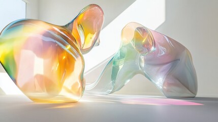 Aufkleber - Translucent Future Interactive AI-Driven Pet Tech Robotics - Ethereal Glass Interfaces Revolutionizing Digital Animal Companionship and Smart Home Innovation
