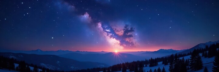 Vast night sky panorama, countless stars shimmering , purple, glitter