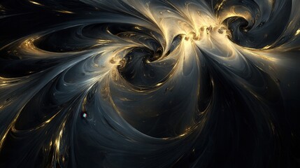 Poster - Elegant abstract swirl design with gold accents and dark background suitable for modern luxury settings