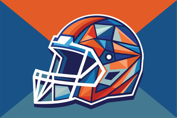 Aufkleber - Creative vector illustration of an abstract football helmet design featuring bold colors and geometric shapes, perfect for sports enthusiasts