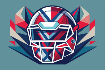 Aufkleber - Creative vector illustration of an abstract football helmet design featuring bold colors and geometric shapes, perfect for sports enthusiasts