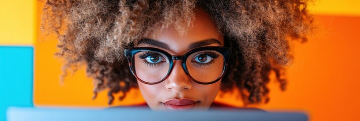 Leinwandbilder - Immersive Digital Workspace Gen Z Professionals Hybrid Productivity Portrait - Vibrant Remote Work Aesthetic with Minimalist Tech Empowerment