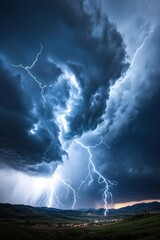 Poster - Climate Crisis Visualization Epic Lightning Storm Reveals Atmospheric Disruption - Dramatic Environmental Documentary for Global Awareness