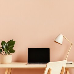 Aufkleber - Soft Minimalist Home Office Wellness-Inspired Workspace Design with Scandinavian Ergonomics and Biophilic Aesthetic for Modern Remote Professionals