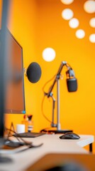 Aufkleber - Vibrant Creator Economy Workspace Ergonomic Podcast and Streaming Studio Design with High-Performance Modular Tech Setup for Digital Content Professionals