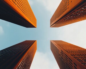 Poster - Geometric Urban Momentum Architectural Verticality Showcasing Innovative Corporate Design and Future-Forward Metropolitan Skyline Perspectives in 8K Resolution