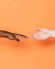 Aufkleber - Inclusive Connection Minimalist Diversity Handshake in Warm Terracotta - Global Communication and Empathy Visualization for Modern Workplace Branding