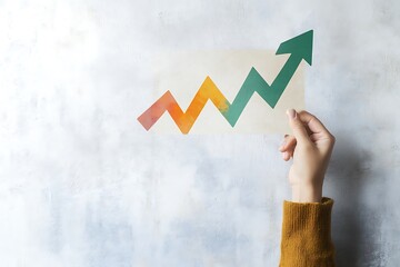 Wall Mural - hand holding business increases in the financial graph arrow. business collage