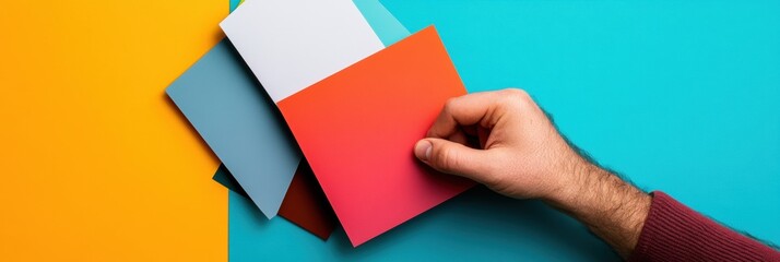 Fototapete - Minimalist Design Innovation Color-Block Workspace Tool Showcasing Digital Collaboration, Creative Team Strategy, and Modern Visual Communication Techniques