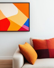 Aufkleber - Contemporary Color Block Art Vibrant Geometric Abstract Wall Decor Inspiring Minimalist Interior Design with Warm Chromatic Palette for Modern Living Spaces