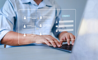 Users fill out online survey information with online registration form, register new users, fill out the application form with personal information to create an account on the website.