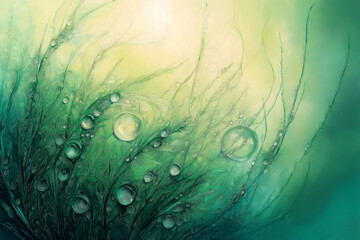 Wall Mural - ethereal dance of moisture, sunlight, and natural world is encapsulated in exquisite allure of dew d