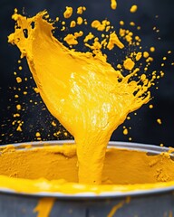 Leinwandbilder - Vibrant Food Dynamic Yellow Liquid Splash Capturing Cutting-Edge Culinary Design, High-Speed Motion Aesthetic for Modern Gastronomy Marketing