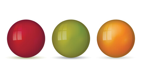 Wall Mural - set with glass colorful balls. glossy realistic ball, 3d abstract vector illustration highlighted on