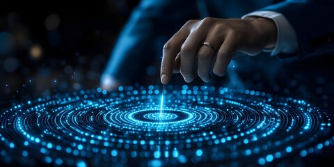 hand touching digital transformation interface.