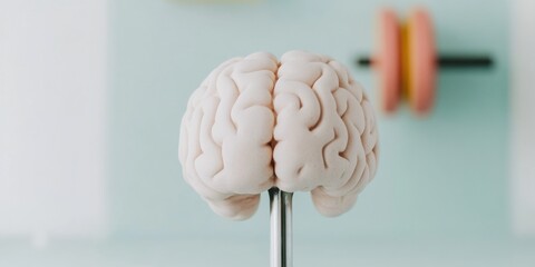Fototapete - Neurofitness Revolution Minimalist Brain Model on Sleek Metal Stand - Cognitive Performance Optimization for Next-Gen Wellness Entrepreneurs