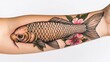 © jiu - 황금 잉어 평화 타투 - 천상의 균형을 담은 한국적 미니멀 봄 운세 아트