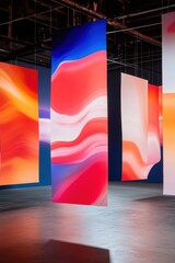 Leinwandbilder - Immersive Digital Dreamscape Gradient Vertical Screens Redefining Artistic Experience - Next-Gen Experiential Design for Contemporary Art Venues and Creative Installations