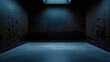 © ConceptStudio - A large empty room with a blue wall and a black ceiling