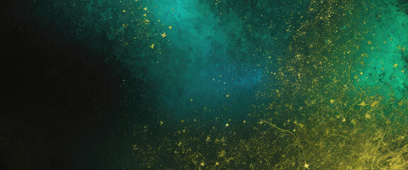 Wall Mural - abstract magic green, blue, and beautiful golden dust background
