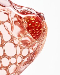 Aufkleber - Molecular Gastronomy Marvel Translucent Sugar Sculpture of Strawberry - Innovative Culinary Art Exploring Texture, Light, and Gourmet Design Trends