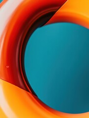 Aufkleber - Dynamic Fluid Curves Abstract Minimalist Design with Vibrant Orange and Teal - Modern Digital Art for Creative Branding and Visual Innovation Strategies