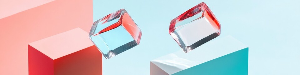 Aufkleber - Minimalist Digital Wellness Solution Transparent Blue Light Blocking Glasses Showcase in Geometric Spatial Design - Tech-Forward Clarity for Modern Professionals