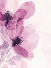 Poster - Soft floral design with pastel tones in pink and lavender for a delicate and feminine feel