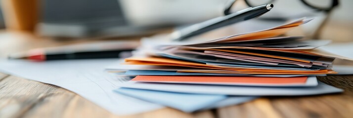 Poster - Minimalist Financial Analytics Modern Workspace Efficiency with Layered Documents, Sleek Texture Workflow for Digital-First Accounting Professionals