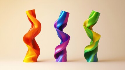 Aufkleber - Fluid Dynamics Vibrant Morphing Abstract Sculptural Forms Exploring Color Gradient Transformation in Contemporary Digital Design Aesthetics