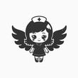 © Nahiduzzaman Shuvo - Cute nurse as an angel with wings chibi cartoon character. vector cartoon illustration isolated on white background