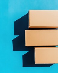 Poster - Minimalist Delivery Design Eco-Conscious Cardboard Packaging Stack in Vibrant Urban Logistics - Sustainable Shipping Solutions for Modern E-Commerce Branding