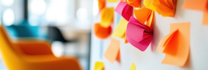 Fototapete - Vibrant Brainstorming Nexus Dynamic Color Psychology in Collaborative Workspace Design - Innovative Team Ideation and Creative Problem-Solving Strategies