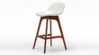 © Firadoaw - A sleek, contemporary bar stool, boasting a pristine white seat crafted from polished acrylic and sturdy wooden legs, seamlessly blending into any modern aesthetic.