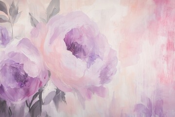 Poster - Soft floral design in pastel hues with delicate blooms and a fade to white for text placement, ideal for feminine themes and decor