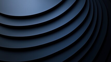 Fototapete - Smooth, dark blue curved lines overlap, creating a sense of depth and dimension. Ai generated